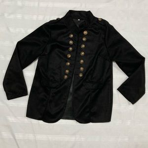 Size XXL Black Suede Open Face Jacket with Cute Button Details
